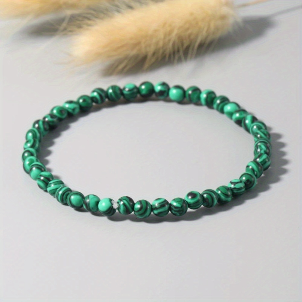 4mm Natural Green Malachite Bracelet